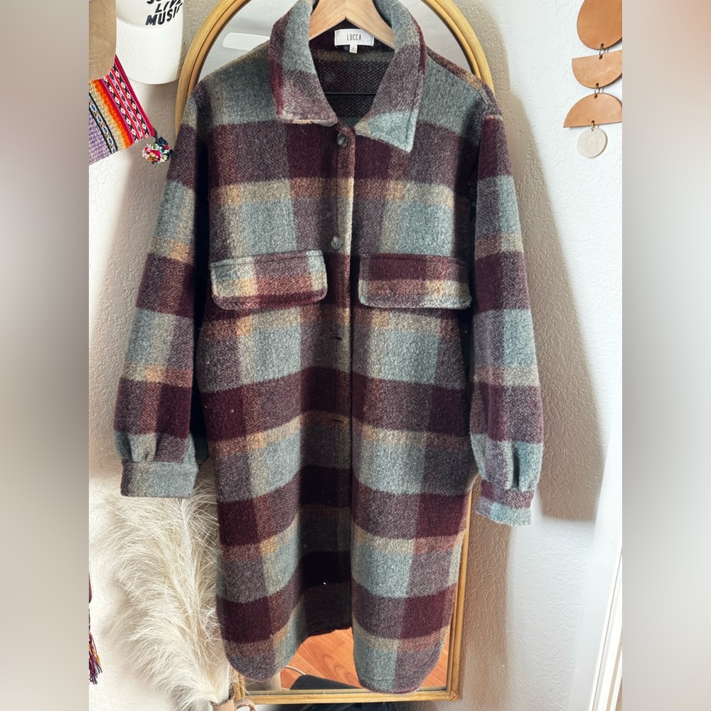 Plaid Wool Blend Jacket